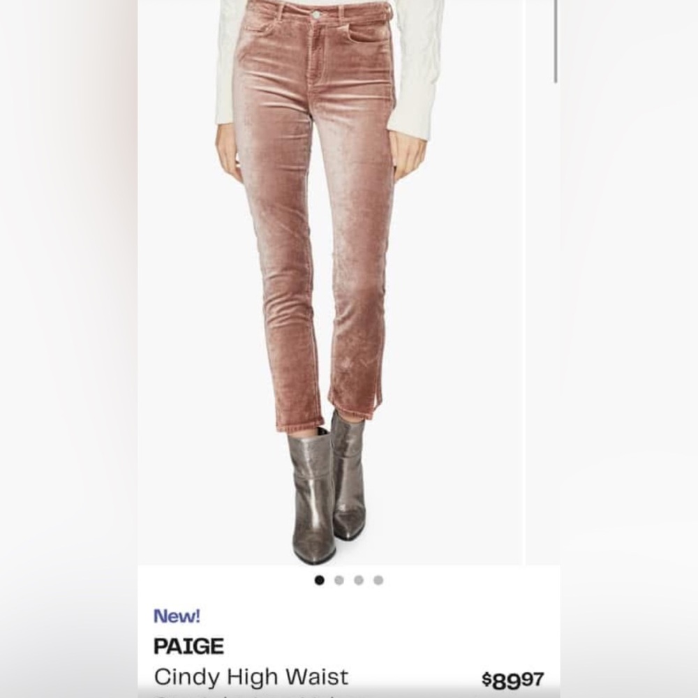 Velvet Skinny Jeans by Paige. Cindy High Waisted, size 30. Color is warm suede.